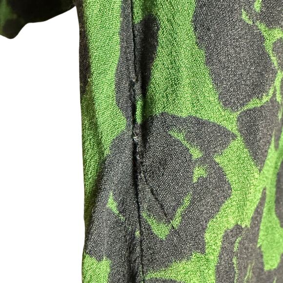 Peter Som Green Floral Print Crepe Long Sleeve Square Neck Midi Dress Size 6 - Picture 16 of 16